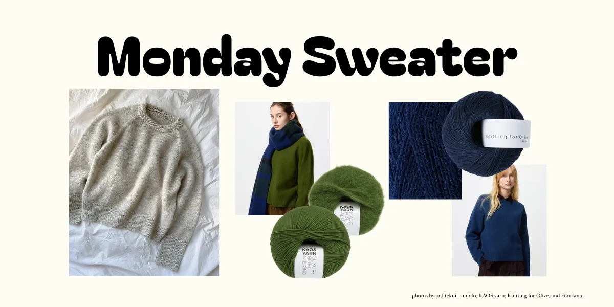 Monday Sweater 綠色星期一和藍色星期一 | pattern by petiteknit