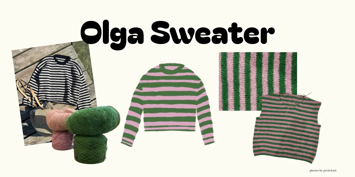 Olga Sweater 粉X綠 🎀🥦 | pattern by petiteknit