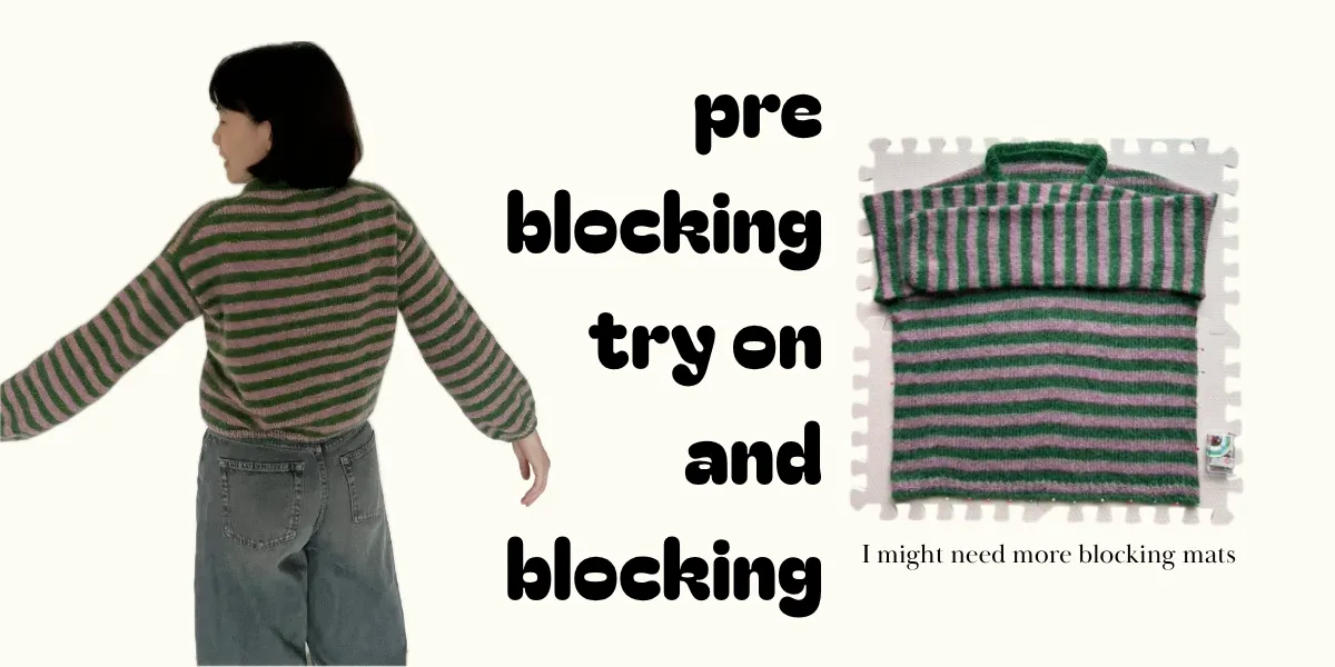 謝天謝地終於織完！穿上覺得有點小，但我相信blocking魔法